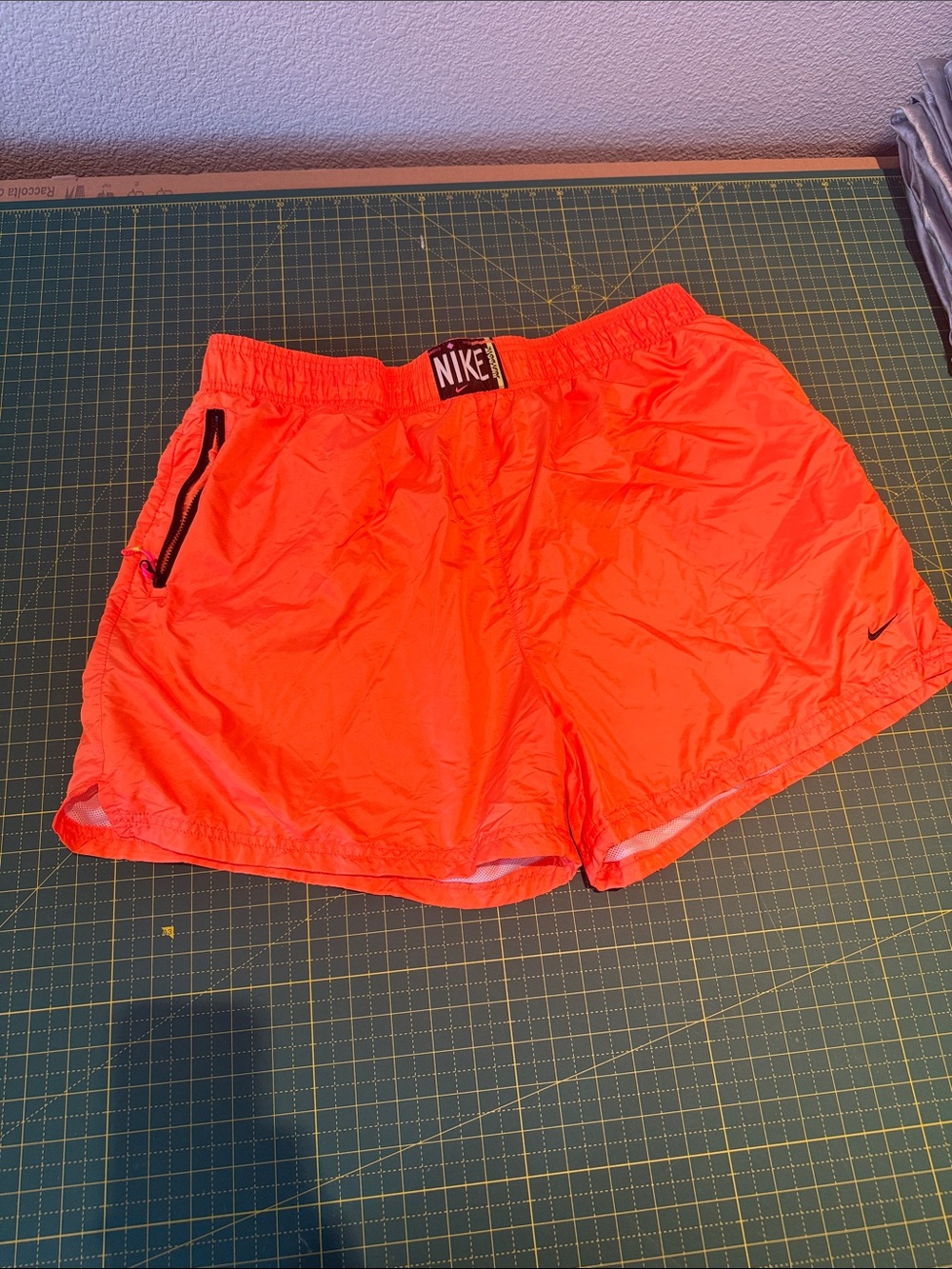 Nike Orange Athletic Shorts with Zip Pocket